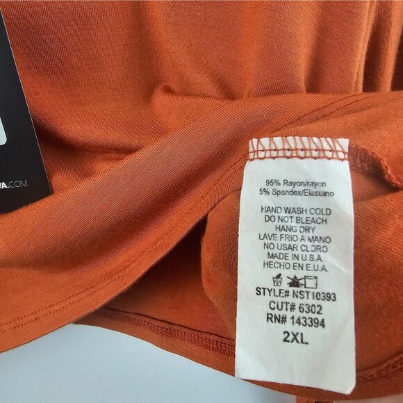 Fashion Nova Crop Top Rust Orange Long Sleeve Womens 2X Stretch Fall Scoop Neck - Picture 5 of 10